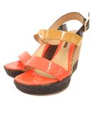 ペリーコ PELLICO サンダル ウェッジソール エナメル パテントレザー 37 オレンジ /JS ■YHS13
