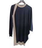 エムエムシックス メゾンマルジェラ MM6 Maison Margiela 長袖 ニットワンピース アシンメトリー ネイビー ウール XS