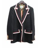 グッチ GUCCI ジャケット テーラードジャケット パイピング 金ボタン ブラック  42