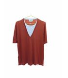 エルメス HERMES Tシャツ 半袖 フェイクレイヤード レッド L