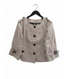 バーバリー ロンドン BURBERRY LONDON ノーカラージャケット ベージュ 綿 46サイズ
