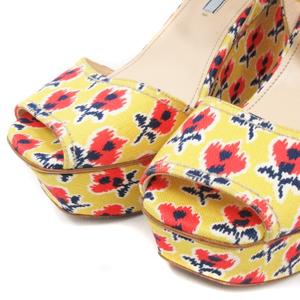 プラダ PRADA サンダル パンプス 厚底 花柄 プラットフォーム オープン 