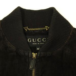 グッチ GUCCI レザー ジャケット ブルゾン スエード イタリア製 茶  