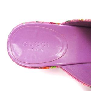 グッチ GUCCI クロス サンダル ハイヒール キャンバス ボタニカル