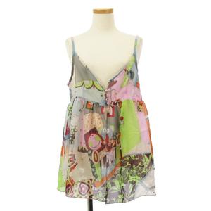 アルベロベロ ALBEROBELLO olleborebla 美品 ビスチェ キャミソール シアー シフォン ブタさん 総柄 マルチカラー レディース