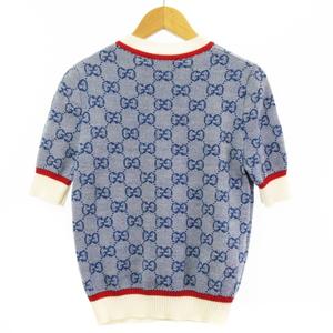 GUCCI GGジャガード 半袖 ニット トップス　BLUE グッチ GUCCI GGジャガード トップス コットン半袖 ニット 水色