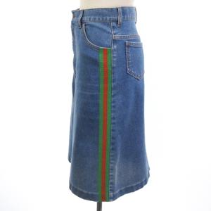 グッチ GUCCI シェリーライン デニム スカート ひざ丈 ウェブ  