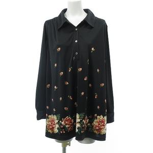 フェイラー FEILER 美品 シャツ ブラウス 花柄 総柄 長袖 黒 ブラック 