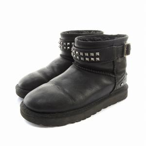 新品未使用 UGG アグ ムートンブーツ(25.0)スタッズ ブラック ショート UGG ブラック スタッズ ムートンショートブーツ（UGG 黒 ファー