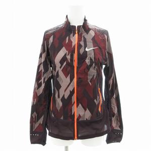 ナイキ NIKE トレーニングウェア ロンニング ジップアップ ロゴ 総柄 M 赤 ボルドー /GV レディース