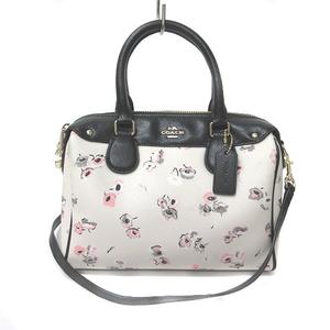 コーチ COACH F37491 ミニボストン ショルダーバッグ ハンドバッグ 2WAY 花柄 ホワイト ブラック  レディース