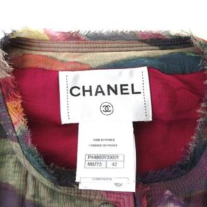 シャネル CHANEL P44803V33021 シルク ベスト フリンジ 裏地 ココマーク 花柄 ピンク パープル 42 レディース シャネル CHANEL P44803V33021 シルク ベスト フリンジ 裏地