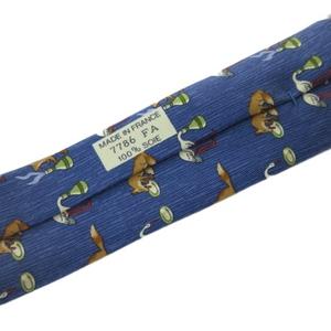 【中古】エルメス HERMES 美品 7786FA ネクタイ シルク100 キツネ柄 ネイビー 紺  メンズ エルメス HERMES 美品 7786FA ネクタイ シルク100 キツネ柄 ネイビー