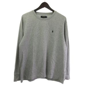 ポロ ラルフローレン POLO RALPH LAUREN Tシャツ カットソー ロンＴ 長袖 ワッフル ワンポイント グレー L メンズ