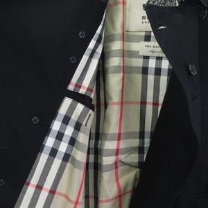 バーバリー BURBERRY 美品 THE KENSINGTON トレンチコート ショート 英国製 イングランド製 裏地ノバチェック 黒 ブラック 46 M位 メンズ