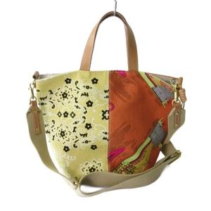 マニプリ manipuri ハンドバッグ ショルダーバッグ キャンバス 2WAY バンダナ柄 オレンジ イエロー レディース