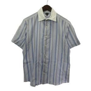 ポールスミス PAUL SMITH シャツ 半袖 ストライプ クレリックカラー ブルー L メンズ