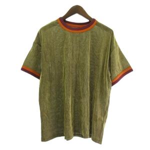 サスクワッチファブリックス SASQUATCH fabrix タグ付き 24SS-CST-004 MESH VELOUR H/S T-SHIRT Tシャツ カットソー 半袖 カーキ L  メンズ