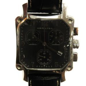 ハミルトン Hamilton ロイド 腕時計 クロノグラフ クオーツ アナログ スクエア 黒文字盤 革ベルト H1941 黒 シルバー系 ブラック 小物 メンズ 002 ベクトルパーク