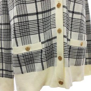 トリーバーチ TORY BURCH ニット カーディガン Vネック チェック 金 