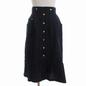 エルメス HERMES フレアスカート ロング丈 リネン セリエボタン  