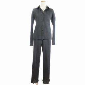 ⭕️ Pleats please グレー 鼠色 プリーツ 長袖トップス 3 PLEATS PLEASE プリーツ長袖シャツ グレー系