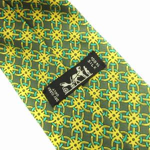 エルメス HERMES ネクタイ ワイドタイ シルク 総柄 緑系 グリーン系 小物 ■GY14 ☆AA★ メンズ