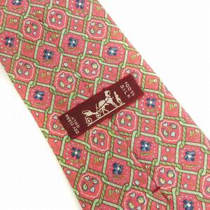 エルメス HERMES ネクタイ ワイドタイシルク 花がら 総柄 ピンク 小物  ■GY14 ☆AA★ メンズ