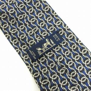 エルメス HERMES ネクタイ ワイドタイ シルク 総柄 紺 ネイビー 小物 ■GY14 ☆AA★ メンズ