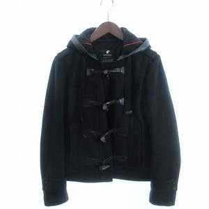 ラブレス LOVELESS ダッフルコート 無地 フード レザー ウール 黒 ブラック M メンズ