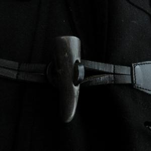 ラブレス LOVELESS ダッフルコート 無地 フード レザー ウール 黒 ブラック M メンズ