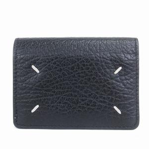 メゾンマルジェラ 11 Maison Margiela 11 美品 23年製 ミニ財布 三つ折り コンパクト レザー S36UI0416 黒 ブラック ウォレット ☆AA★ メンズ レディース