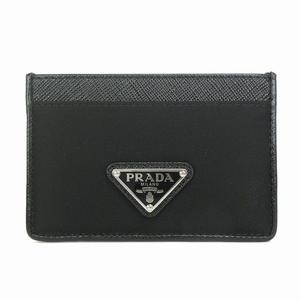 プラダ PRADA 美品 カードケース 名刺入れ サフィアーノ レザー 三角プレート 1MC208 黒 ブラック メンズ レディース