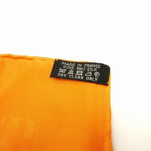 エルメス HERMES Faconnee Gran d H カレ45 ハンカチ チーフ 総柄 シルク オレンジ 小物 ☆AA★ レディース