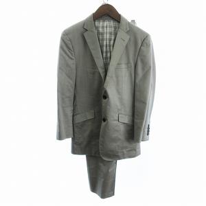 バーバリーブラックレーベル BURBERRY BLACK LABEL スーツ セットアップ テーラードジャケット シングル 2B 背抜きパンツ スラックス ジップフライ グレー S 73cm メンズ