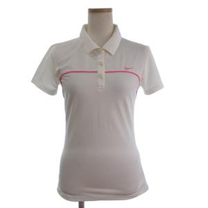 ナイキ NIKE ポロシャツ カットソー DRI-FIT 半袖 ロゴ 刺繍 白 ホワイト S ■FF レディース