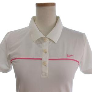 ナイキ NIKE ポロシャツ カットソー DRI-FIT 半袖 ロゴ 刺繍 白 ホワイト S ■FF レディース