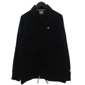 未使用品 チャンピオン CHAMPION タグ付き コーチジャケット ブルゾン スウェット地 ワンポイント 黒 ブラック L メンズ