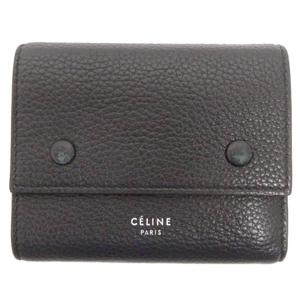 セリーヌ CELINE スモールフラップウォレット 財布 三つ折り 小銭入れ レザー 104903AFE.38NO 黒 黄 ブラック イエロー ウォレット メンズ