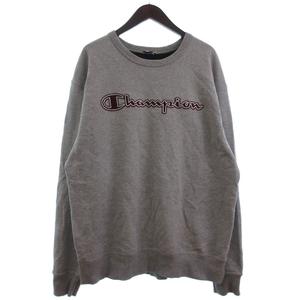 チャンピオン CHAMPION トレーナー スウェット 長袖 裏起毛 ロゴ ワッペン グレー 2XL ■FF メンズ