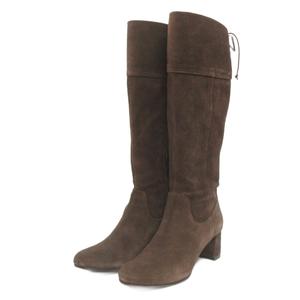 アシックス asics ジーロ GIRO ロング ブーツ スエード ヒール サイドジップ レースアップ 茶 ブラウン 23.5㎝ ■FF レディース