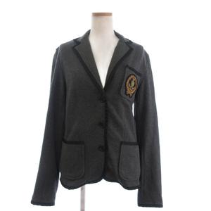 ラルフローレン RALPH LAUREN テーラードジャケット 長袖 ワッペン センターベント 背抜き 3B グレー L ■FF レディース