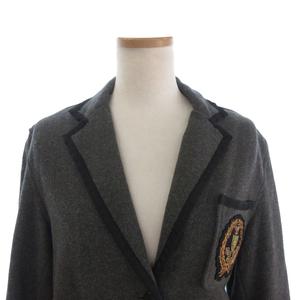 ラルフローレン RALPH LAUREN テーラードジャケット 長袖 ワッペン センターベント 背抜き 3B グレー L ■FF レディース