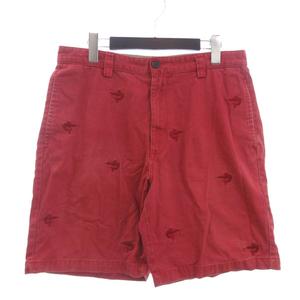 チャップス CHAPS ショートパンツ ハーフ 刺繍 ジッパーフライ コットン 赤 レッド 32 メンズ