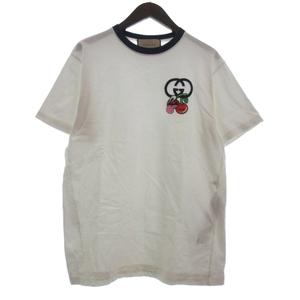 グッチ GUCCI Cotton Jersey T-Shirt With Patch リンガーTシャツ カットソー 半袖 785345XJGIK 白 ホワイト XS ☆AA★ メンズ
