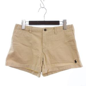 ラルフローレン RALPH LAUREN ショーツ ショートパンツ ロゴ 刺繍 ジッパーフライ ベージュ系 4/160 ■GY99 レディース