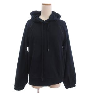 スポーツマックス マックスマーラ SPORT MAX パーカー プルオーバー フード 裏起毛 切替 紺 ネイビー L レディース