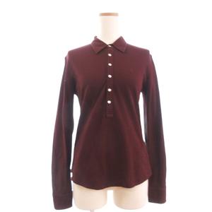 ラルフローレン RALPH LAUREN ポロシャツ カットソー 長袖 鹿の子 ロゴ 刺繍 コットン ボルドー L レディース