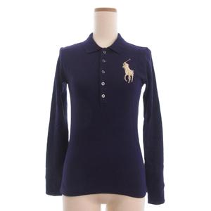 ラルフローレン RALPH LAUREN ポロシャツ 長袖 ビッグポニー 刺繍 S 紫 レディース