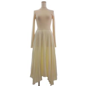 ポロ ラルフローレン POLO RALPH LAUREN ワンピース ロング プリーツ ハイネック ニット カシミヤ混 長袖 XS アイボリー レディース